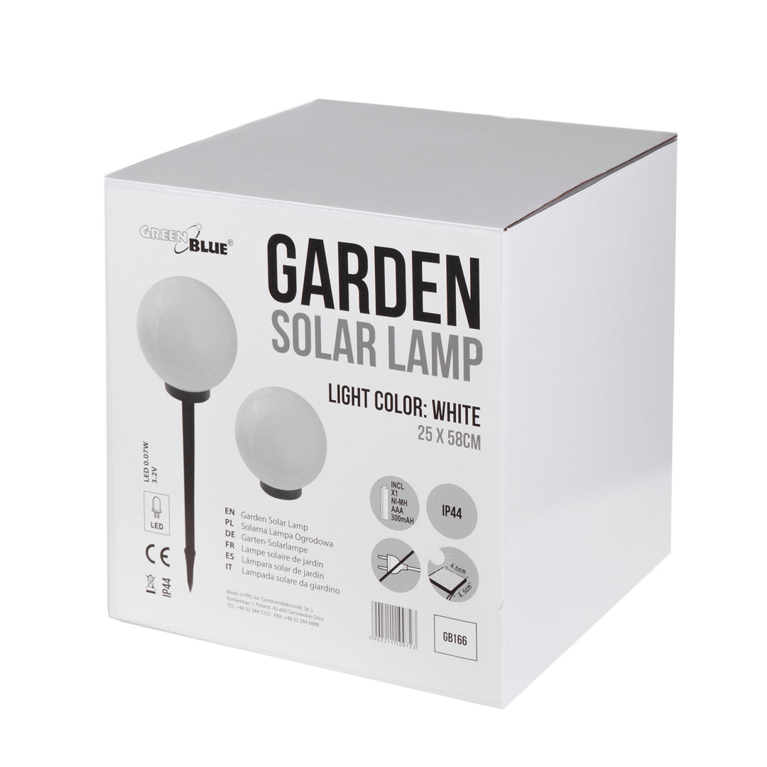 Solar LED kerti lámpa Nagy gömb GB166 25x25x58cm, fehér