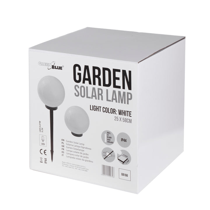 Solar LED kerti lámpa Nagy gömb GB166 25x25x58cm, fehér