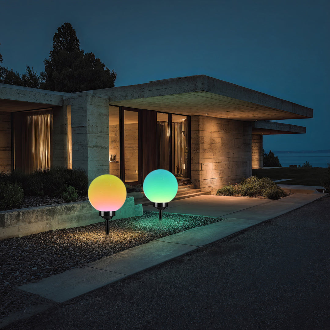 Garden Solar LED Szabadon álló LED lámpa GB167 30x30x63cm golyó, színes LED
