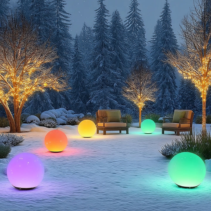 Garden Solar LED Szabadon álló LED lámpa GB167 30x30x63cm golyó, színes LED