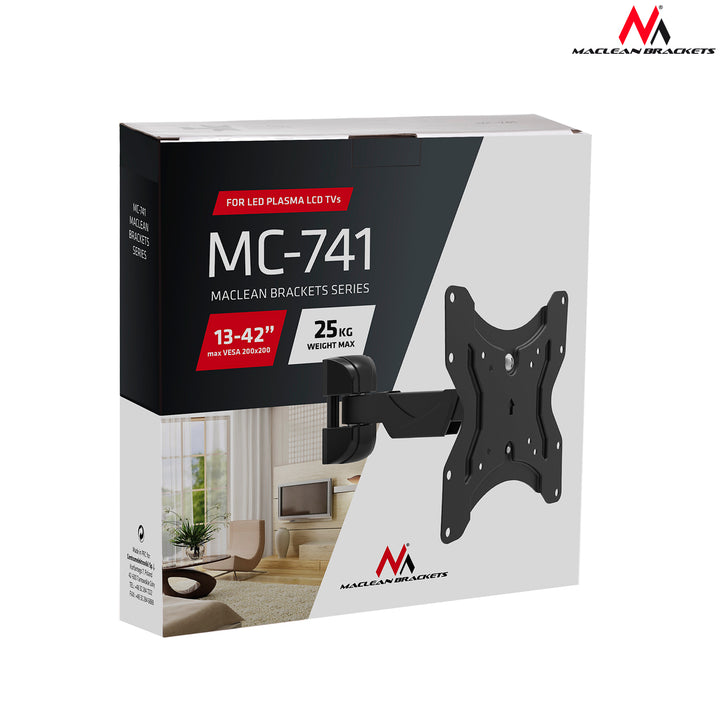 Maclean tartó MC-741 - Max.25kg - 12 "- 42" -os - 200x200 VESA