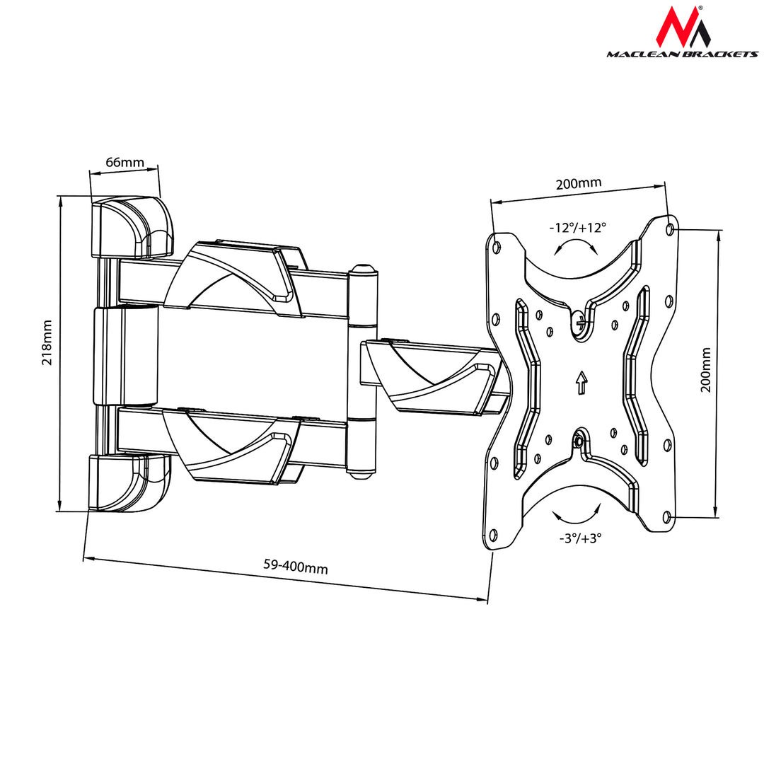 Maclean konzolok MC-742 - Max.30kg - 12 "- 42" inch - 200x200 VESA
