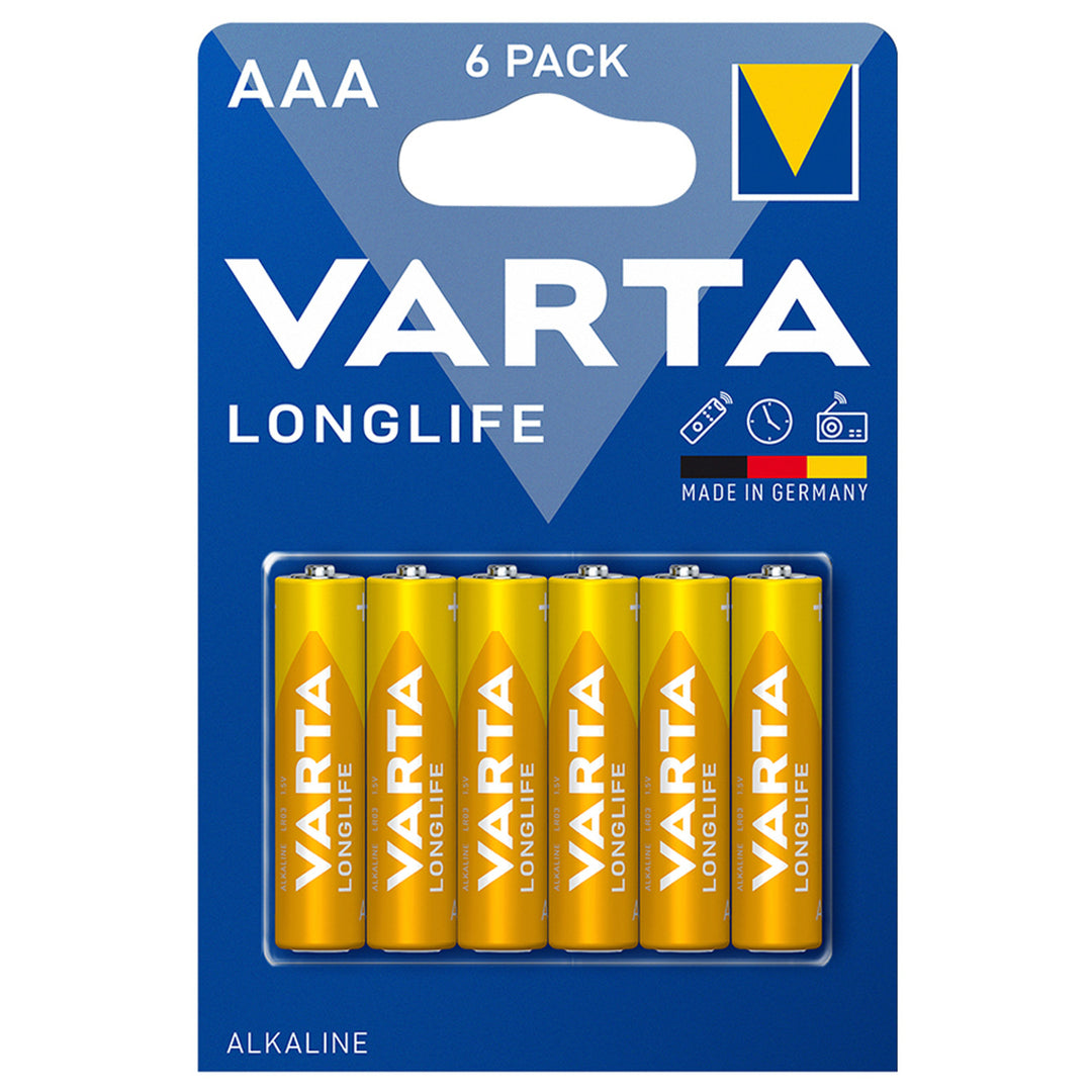 6 db R-03 LR03 AAA 1,5 V-os Longlife Varta alkáli elem