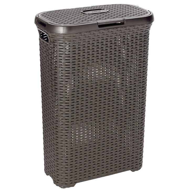 Curver szennyeskosár, áttört mintás, 40L, sötétbarna, Natural Style