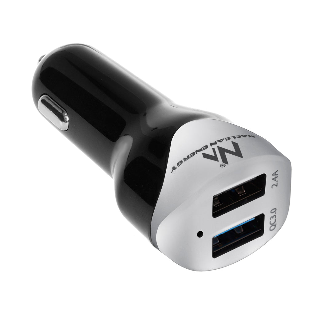 Autós töltő 2.4A 2xUSB kábel Q.C3.0 1,5 m ezüst Maclean Energy MCE157