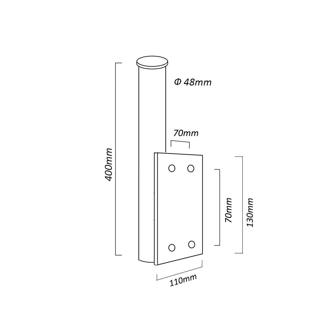 Tartó 40 cm-es Maclean MCTV-563 egyenes erkélyes antenna dupla bilincsrel