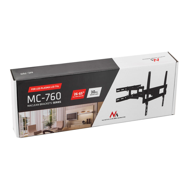 Maclean tartó TV-hez vagy monitorhoz, univerzális, max VESA 400x400, 26-65", 30kg, fekete, MC-760