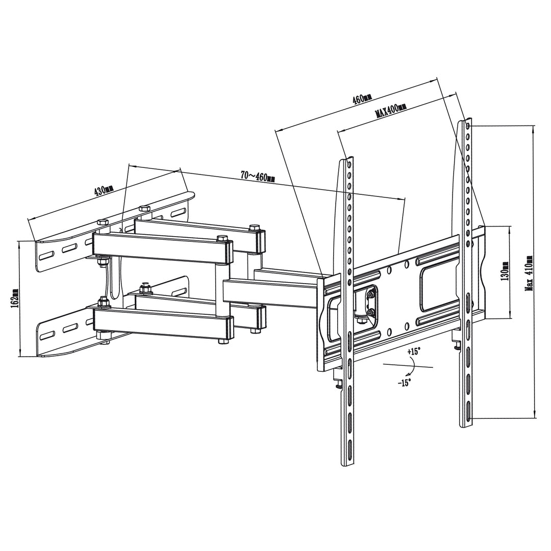 Maclean tartó TV-hez vagy monitorhoz, univerzális, max VESA 400x400, 26-65", 30kg, fekete, MC-760