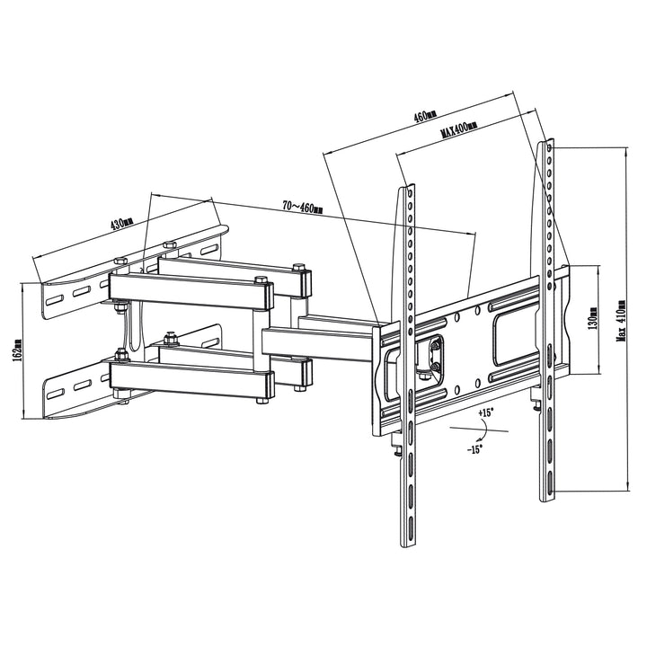 Maclean tartó TV-hez vagy monitorhoz, univerzális, max VESA 400x400, 26-65", 30kg, fekete, MC-760