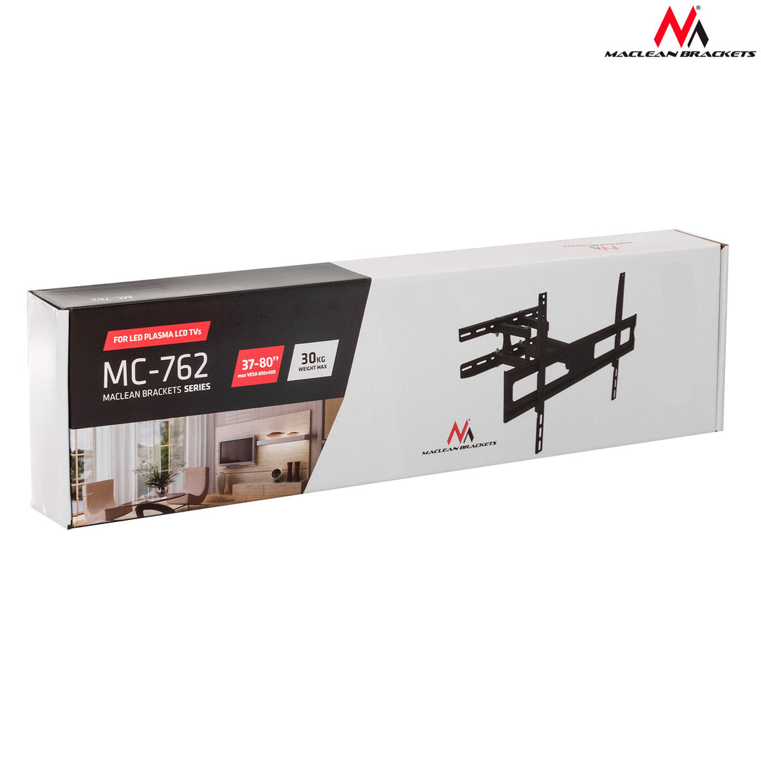 Maclean tartó TV-hez vagy monitorhoz, univerzális, max VESA 600x400, 37-80", 30kg, fekete, MC-762