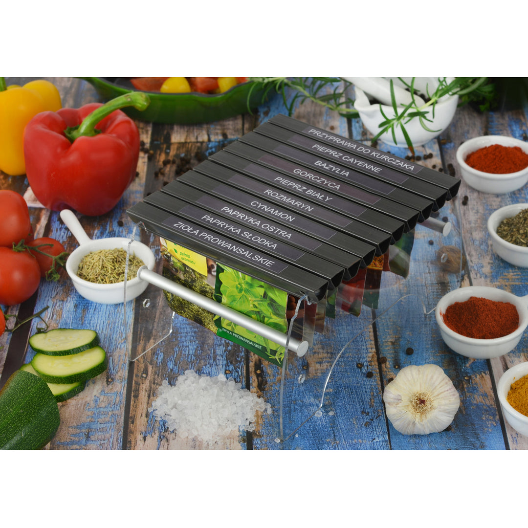 Palacktartály Magas tartó Organic Spice Bag Organizer 10 rekeszben friss fűszerek