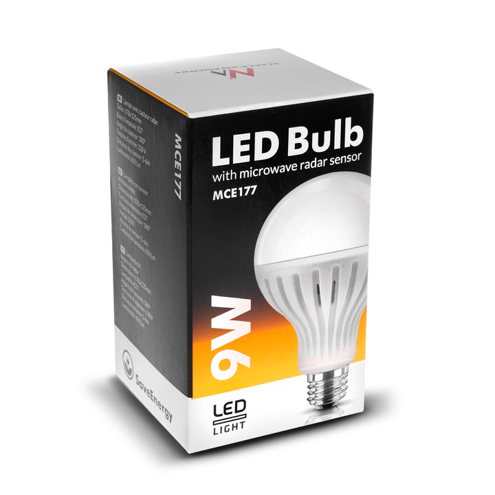LED izzó E27 9W 230V Maclean Energy MCE 177 CW hideg mikrohullámú mikrohullámú mozgás és szürkületi érzékelő