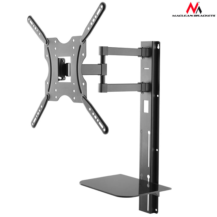 Maclean TV tartó DVD polccal, VESA 400x400, 32"-55", 30kg, MC-772