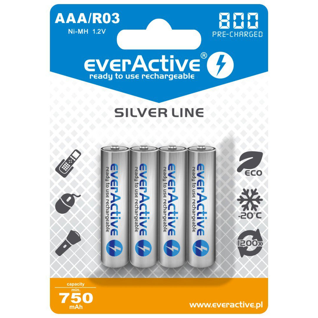 4x everActive R03/AAA 800mAh újratölthető akkumulátorok kiváló minőségben