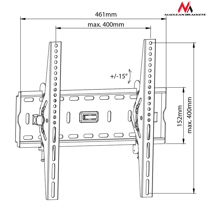 TV állvány 26-55 "Malcean MC-778 45 kg-ig fekete színben