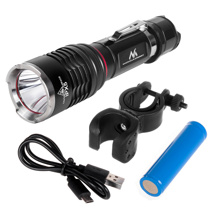 Cree 800 lumenes LED-es zseblámpa Maclean Energy MCE220 + töltő + kerékpártartó
