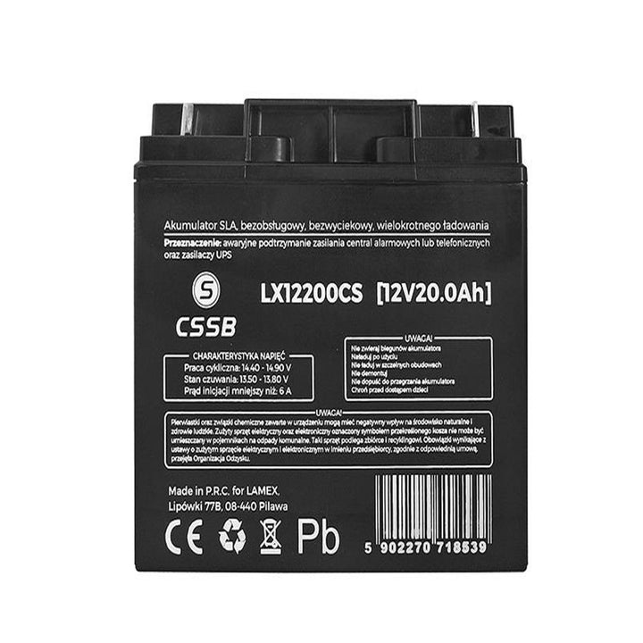 Gél akkumulátor LX12200 12V 20Ah Méretek: 74 x 164 x 178 mm
