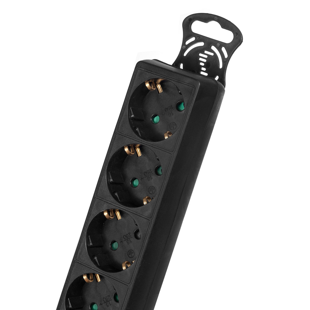 Maclean Power Strip, 5 konnektoros hosszabbító kábel, kapcsolóval, fekete, német típus, 3500W, 1.4m, MCE226G