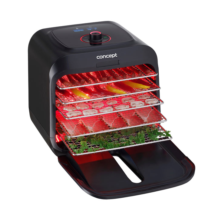 Koncepció Infra 500W Élelmiszerszárító: gyümölcsök, zöldségek, gombák, gyógynövények, virágok és hús