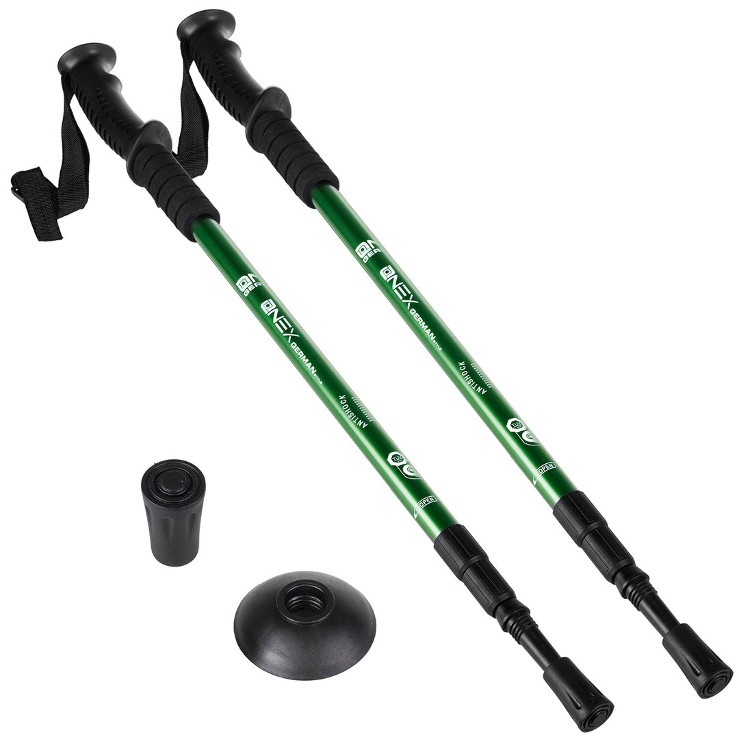 65–135 cm-es, teleszkópos, zöld alumínium nordic walking botok