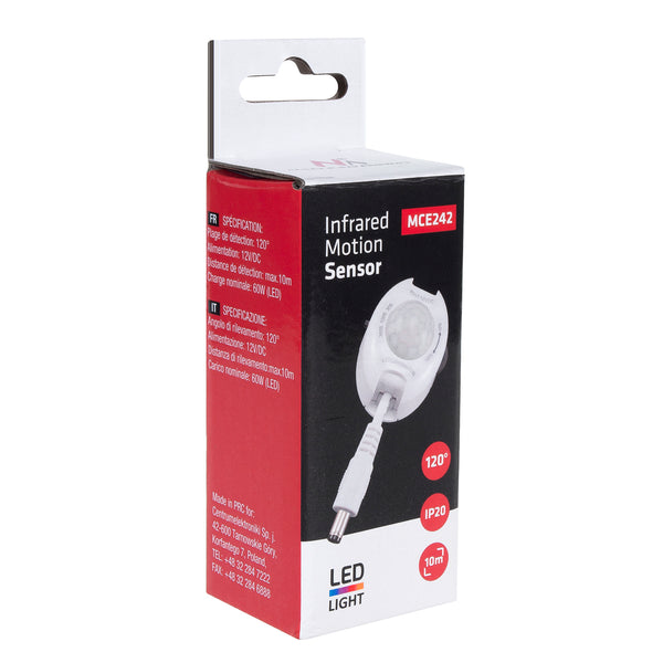 LED infravörös mozgásérzékelő 12v max 60W MCE242 Maclean Energy led szalagokhoz