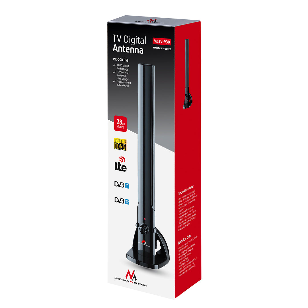 Beltéri TV antenna HDTV DVB-T2 HEVC LTE DAB FM 100dBμV erősítő Digitális TV