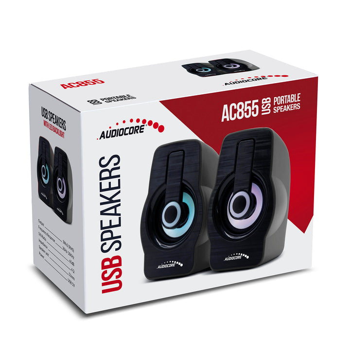 Audiocore számítógépes hangszórók, 6W, USB, fekete, AC855 B