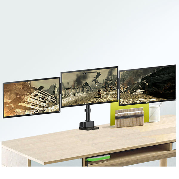 Maclean asztali tartó 3 LCD monitorhoz, VESA 75x75 és 100x100, 2x USB 3.0, 17-27", 3x7kg, MC-811
