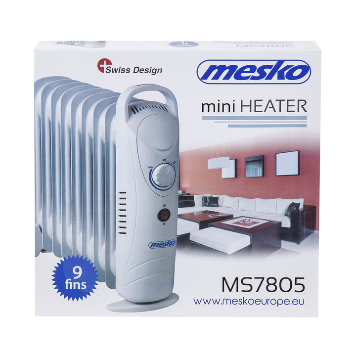 Mesko olajmelegítő, 9 lamellás, 1000W, hőmérséklet-szabályozás, szürke, MS 7805