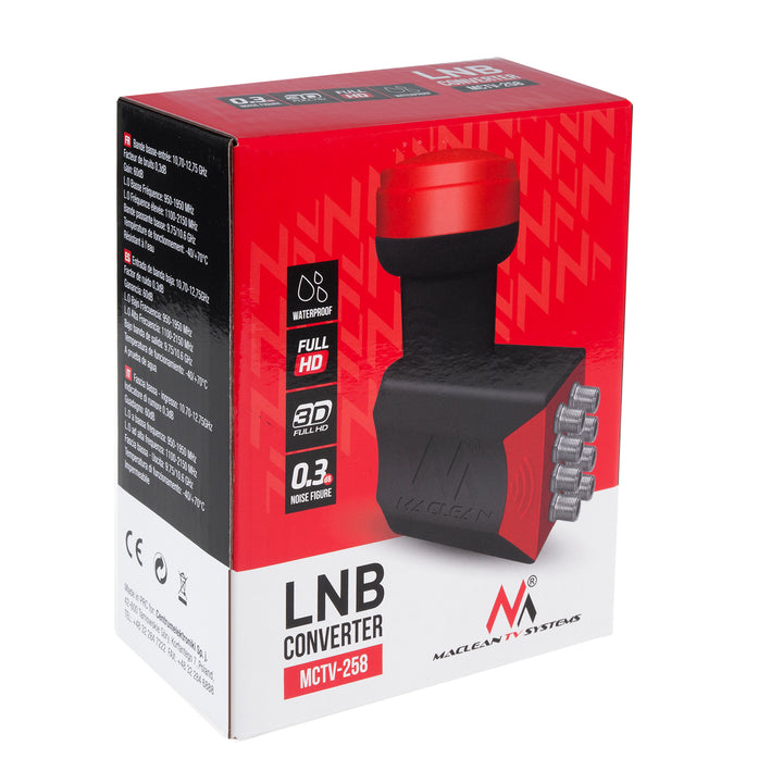 Konwerter satelitarny Maclean, LNB, multiroom, octo, prémium, MCTV-258
