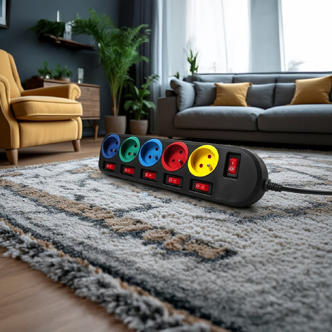 5 aljzatos hosszabbító szalag kapcsolókkal Maclean Energy MCE204M 250VAC/10A 1,5m Több színű