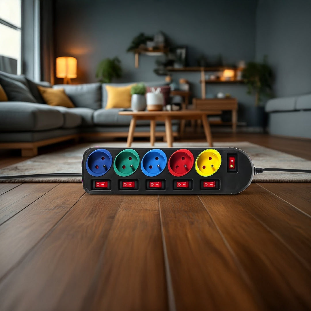 5 aljzatos hosszabbító szalag kapcsolókkal Maclean Energy MCE204M 250VAC/10A 1,5m Több színű