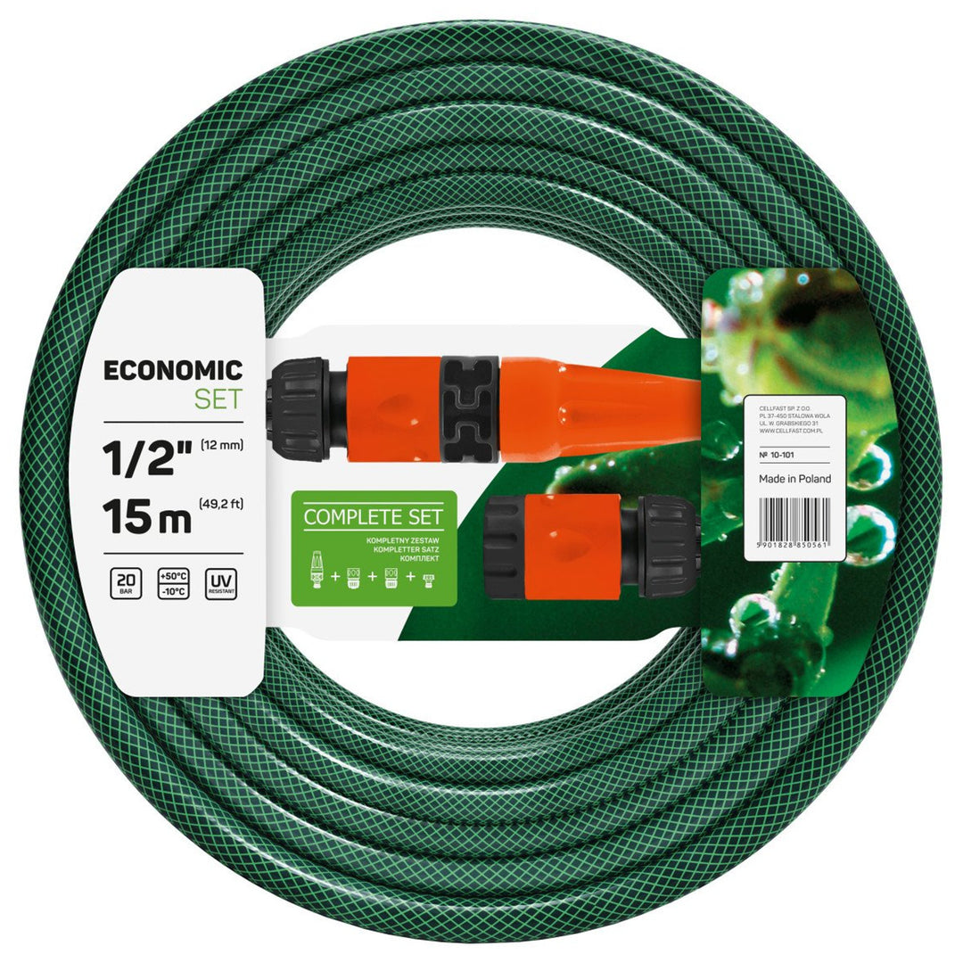 Cellfast gazdasági kerti szett 10-101 15m 1/2" tömlő plusz locsoló