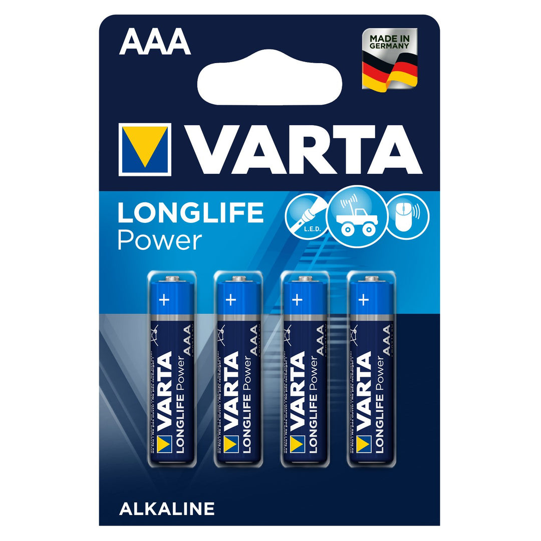 4x Varta Longlife Power AAA R3 LR3 lúgos akkumulátorok