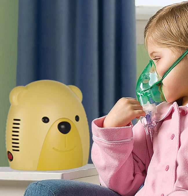Baba inhalátor Promedix PR-811 mackó, porlasztó készlet, maszkok, szűrők UK változat