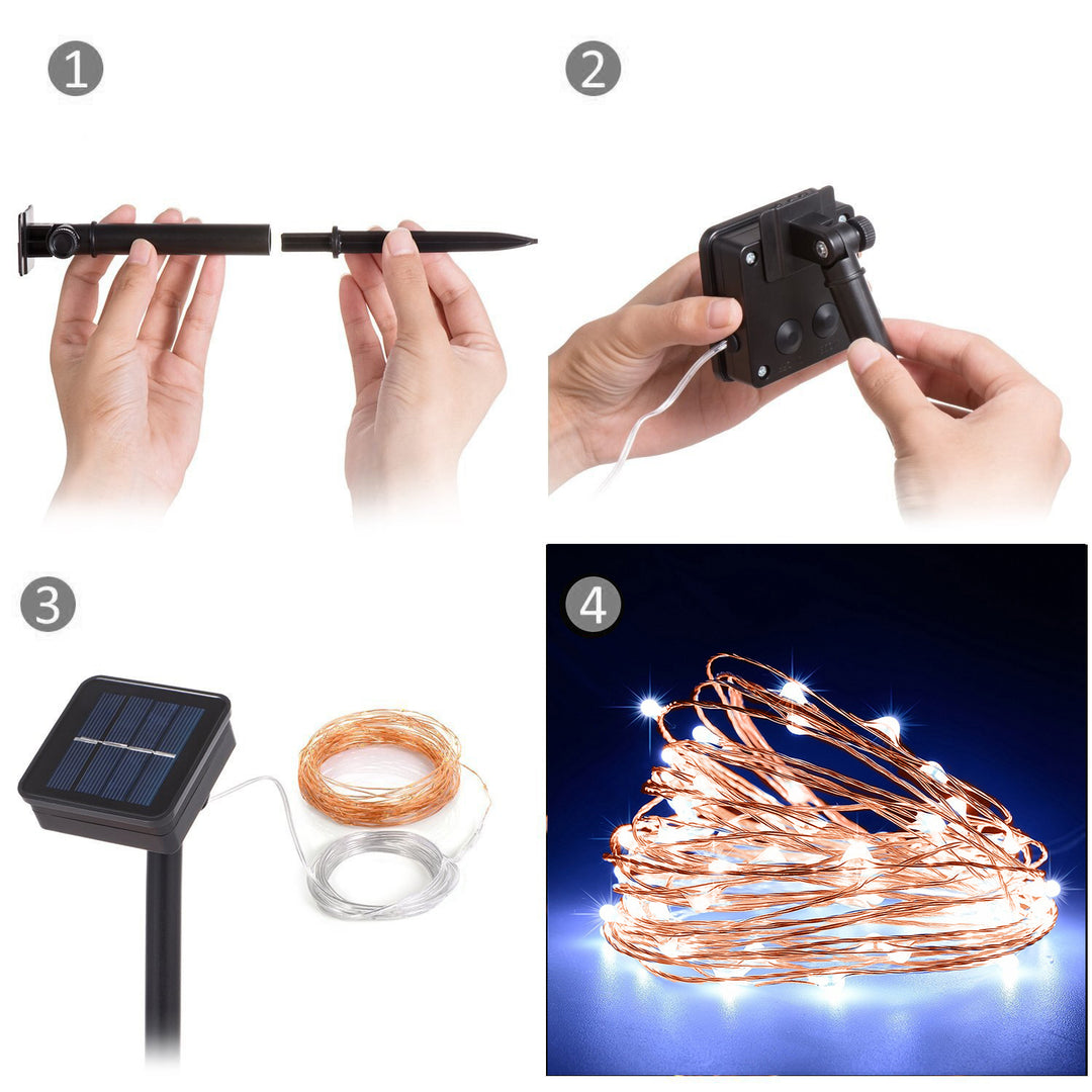 Napkollektoros kerti díszlámpa 100 LED 10m 600mAh GreenBlue GB164