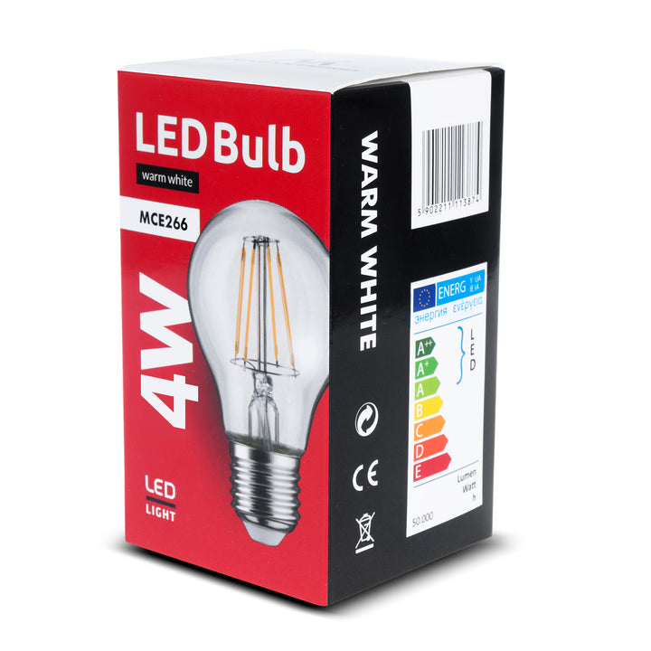 LED izzó E27, 4W 230V Maclean Energy MCE266 WW meleg fehér 3000K 470lm retro edison dekoratív izzó