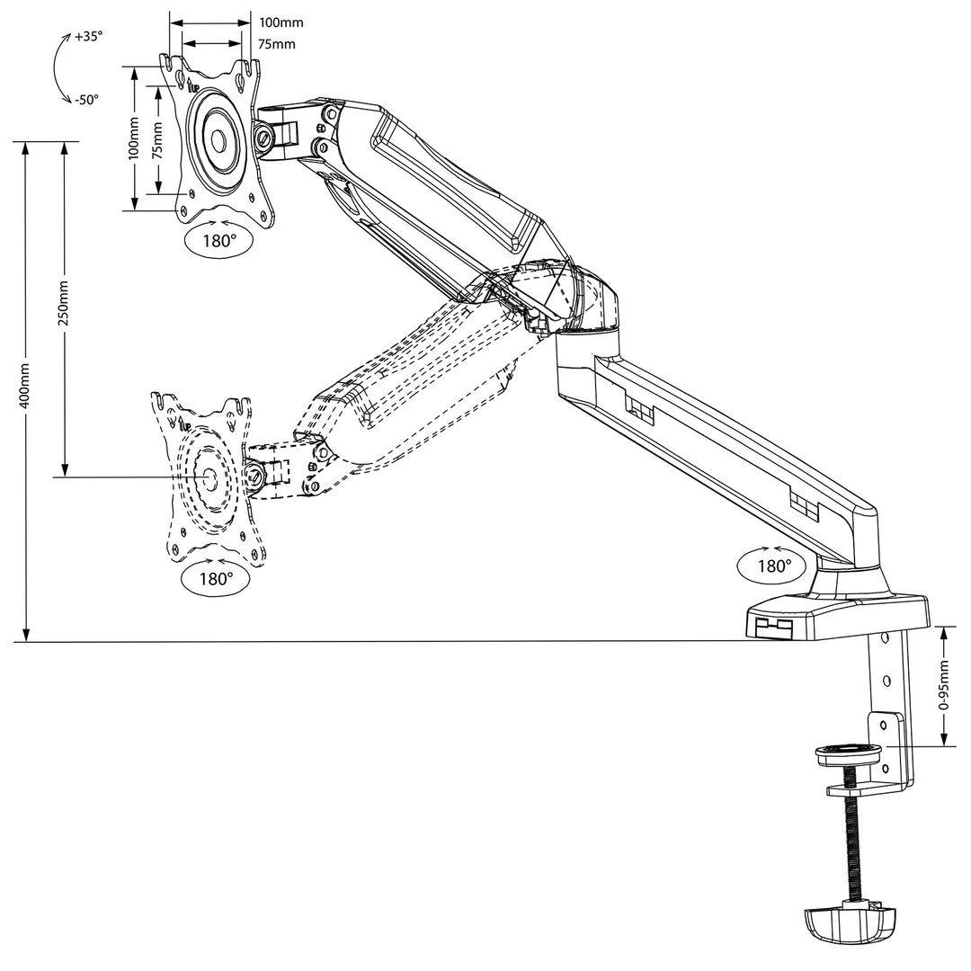Monitortartó fekete Maclean MC-860 13"-27" 8kg