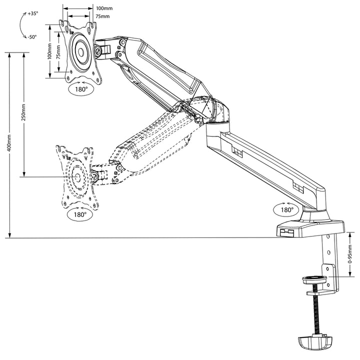 Monitortartó fekete Maclean MC-860 13"-27" 8kg
