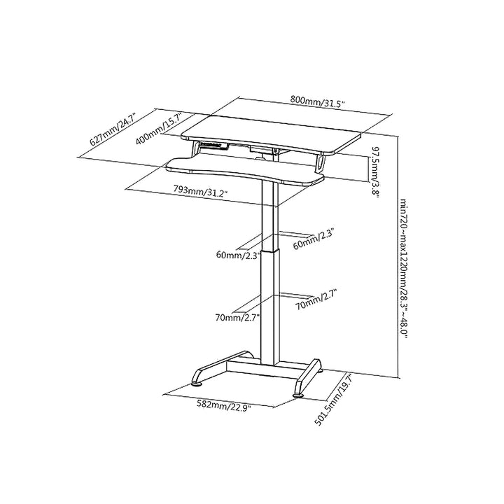 Elektromos íróasztal, asztal, munkaállomás, állítható magasságú, Maclean MC-835 max. magasság 122cm max. 37 kg - ülő és álló munkavégzéshez