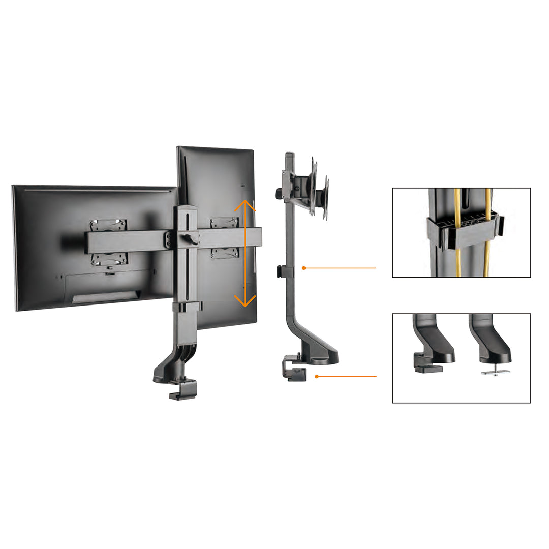 Tartó két monitorhoz / dupla monitorhoz 17"-27" 14kg Maclean MC-854 VESA 75x75 100x100 illeszkedik az MC-848 és MC-849 modellekhez.