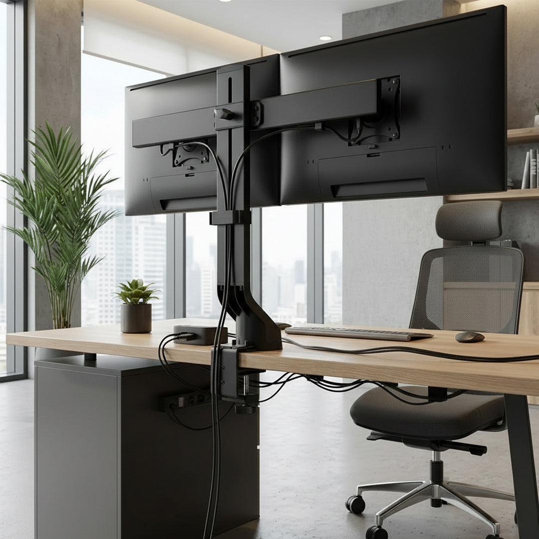 Tartó két monitorhoz / dupla monitorhoz 17"-27" 14kg Maclean MC-854 VESA 75x75 100x100 illeszkedik az MC-848 és MC-849 modellekhez.