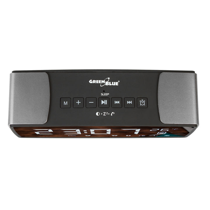 Radiobudzik bluetooth 4.2, FM, aux-in, 6W, temperatura, riasztó, zegar, akumulátor 2200mAh GreenBlue GB200