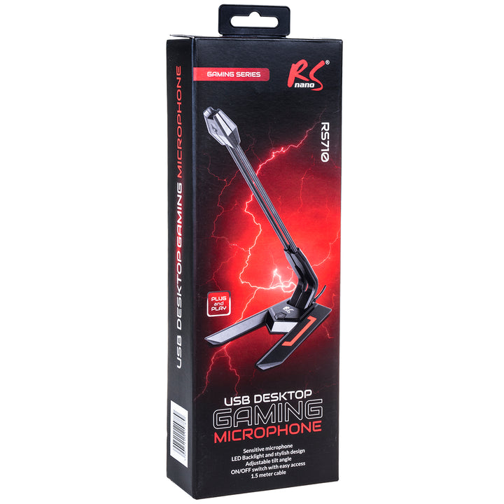 USB játékmikrofon LED YouTube streaming 1.5m érzékenység 21dB+3dB NanoRS RS710
