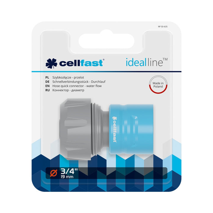 Gyorscsatlakozó 3/4" átmenő csatlakozó Cellfast Ideal 50-635, kiváló minőségű