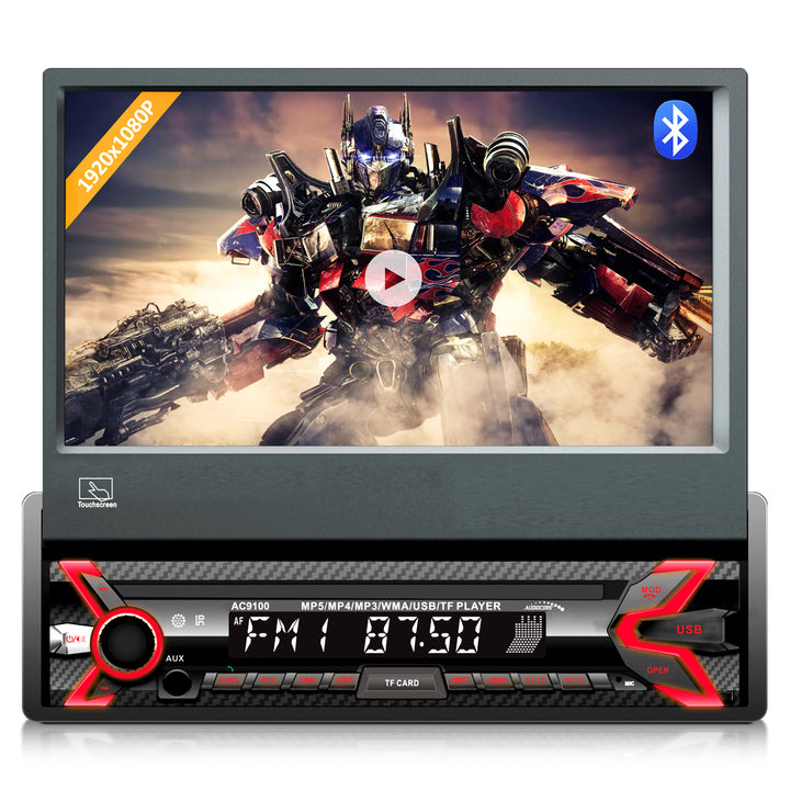 Audiocore AC9100 LCD 7" csúszó-érintőpanel 1080P MP5 AVI DivX Bluetooth kihangosító RDS + távirányító