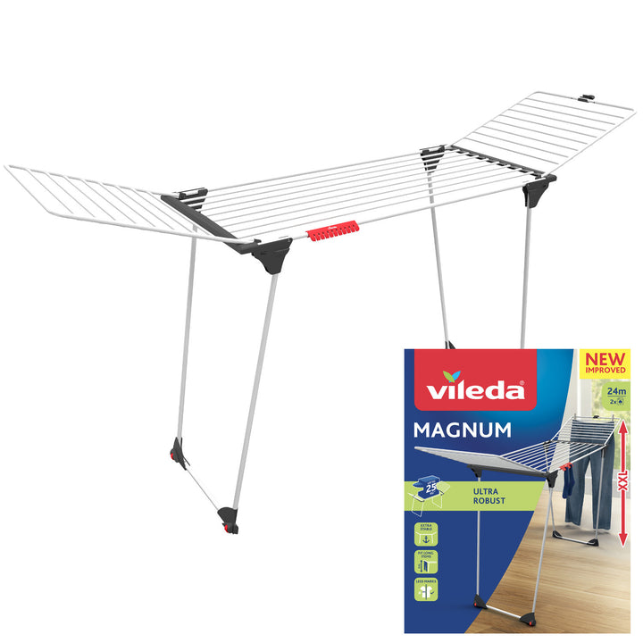 Vileda Magnum álló ruhaszárító, 24 m² szárítófelülettel, XXL acélzsinórokkal