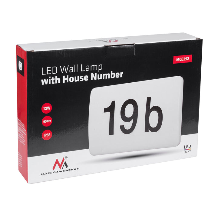 Maclean LED lámpa, házszám, szürkületérzékelővel, fehér, max 10W, IP65, semleges szín (4000K), max 1000lm, MCE292 W