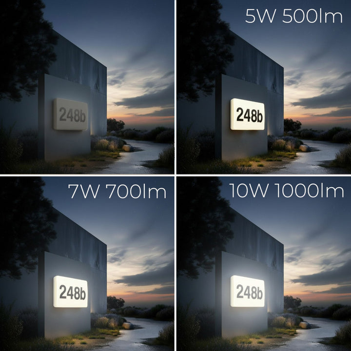 Maclean LED-lámpa, házszámmal, alkonyatérzékelővel, fehér, max. 10 W, IP65, semleges szín (4000 K), max. 1000 lm, MCE292 W