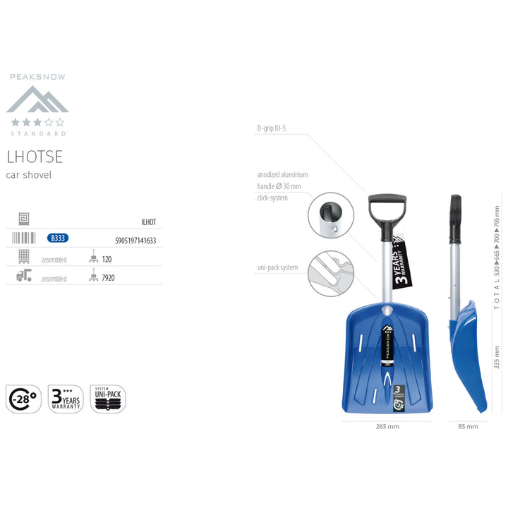 Peaksnow Lhotse fagyálló összecsukható autólapát